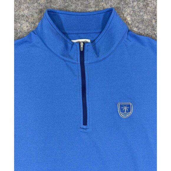 Peter Millar Mens Perth Performance 1/4 Zip Size XL Blue Boca Raton Golf Club - Picture 3 of 13